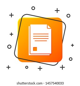 White File document icon isolated on white background. Checklist icon. Business concept. Orange square button. Vector Illustration White File document icon isolated on white background. Checklist icon. Business concept. Orange square button. Vector Illustration