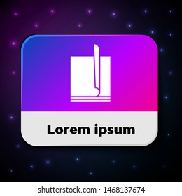 White File document icon isolated on black background. Checklist icon. Business concept. Rectangle color button. Vector Illustration