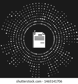 White File document and paper clip icon isolated on grey background. Checklist icon. Business concept. Abstract circle random dots. Vector Illustration
