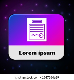 White Filled form icon isolated on black background. File icon. Checklist icon. Business concept. Rectangle color button. Vector Illustration