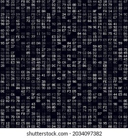 White filled hexadecimal pairs background. Medium sized seamless pattern. Superb vector illustration.
