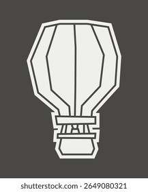 Icono relleno blanco en estilo de recorte de globo de aire caliente