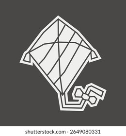 White Filled Icon in Cutout Style of Kite