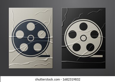 Icône de bobine De Film Blanc isolée sur fond papier grunge. Style papier. Illustration vectorielle