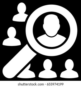 White Find User toolbar pictogram. Vector pictogram style is a flat symbol on diagonal hatch transparent background.