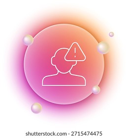 Weiß Ein psychologisches Problem finden Symbol einzeln auf weißem Hintergrund. Orange und rosafarbener Farbverlauf-Kreishintergrund. Vektorgrafik