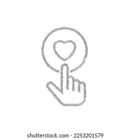 Icono del vector de esbozo del botón donar pulsando el dedo blanco