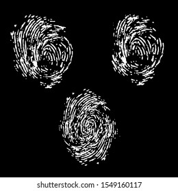 White fingerprint on a black background! Fingerprint. This is a real bother Scan a copy. Realistic fingerprints
