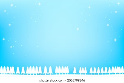 White fir tree and sparkling snowfall background