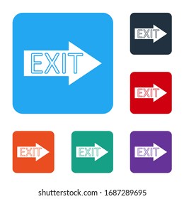 White Fire exit icon isolated on white background. Fire emergency icon. Set icons in color square buttons. Vector Illustration
