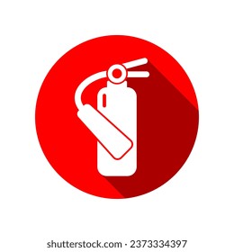 White fire extinguisher rescue tool on red circle icon flat vector design