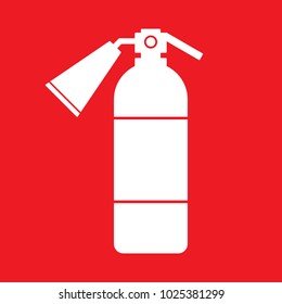 White fire extinguisher sign on red background. Vector.