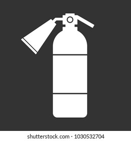 White fire extinguisher sign on black background. Vector.