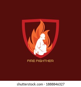 logotipo de lucha contra incendios blanco con pantalla, ilustraciones vectoriales