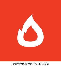 White fire flame in orange background. Hot flame energy on orange background. Set of campfire icon. Vector illustration