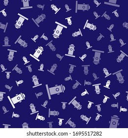 White Fire hydrant icon isolated seamless pattern on blue background.  Vector Illustration