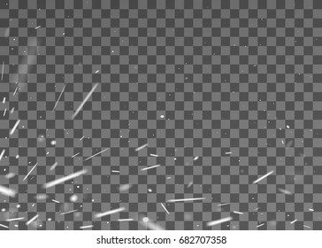 White fire sparks flying up, glowing particles. Isolated on transparent background. Vector illustration, eps 10.