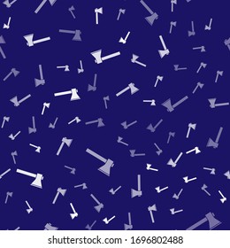 White Firefighter axe icon isolated seamless pattern on blue background. Fire axe.  Vector Illustration