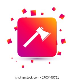 White Firefighter axe icon isolated on white background. Fire axe. Square color button. Vector Illustration