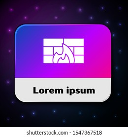 White Firewall, security wall icon isolated on black background. Rectangle color button. Vector Illustration