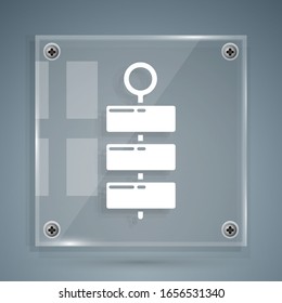 White Firework icon isolated on grey background. Concept of fun party. Explosive pyrotechnic symbol. Square glass panels. Vector Illustration
