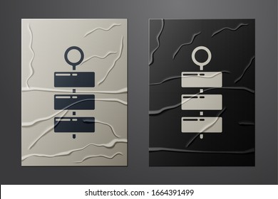 White Firework icon isolated on crumpled paper background. Concept of fun party. Explosive pyrotechnic symbol. Paper art style. Vector Illustration