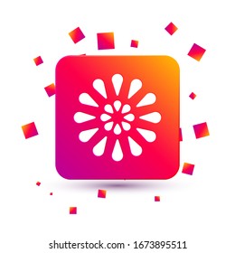 White Firework icon isolated on white background. Concept of fun party. Explosive pyrotechnic symbol. Square color button. Vector Illustration