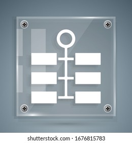 White Firework icon isolated on grey background. Concept of fun party. Explosive pyrotechnic symbol. Square glass panels. Vector Illustration