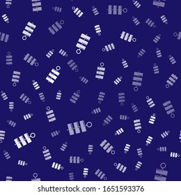 White Firework icon isolated seamless pattern on blue background. Concept of fun party. Explosive pyrotechnic symbol.  Vector Illustration
