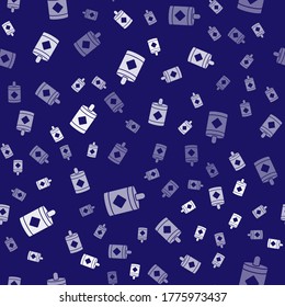 White Firework icon isolated seamless pattern on blue background. Concept of fun party. Explosive pyrotechnic symbol.  Vector Illustration