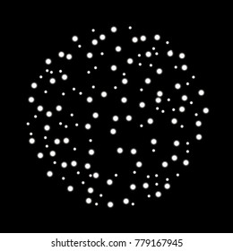 White fireworks isolated on black background. Vector illustration