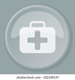 White First Aid Kit icon on grey web button