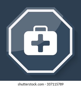 White First Aid Kit icon on plum blue web app button