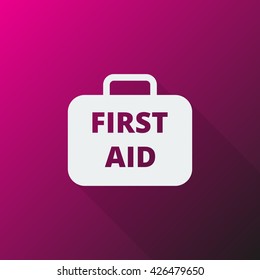 White First Aid Kit icon on pink background