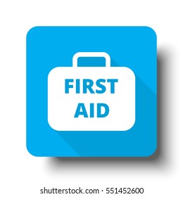 White First Aid Kit icon on blue web button