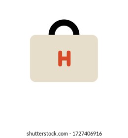 Kit de primeros auxilios blanco aislado en fondo blanco. Concepto de salud, ayuda y diagnóstico médico. Diseño plano. Ilustración vectorial. 