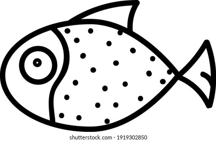 White fish with black dots, illustration, vector on white background.