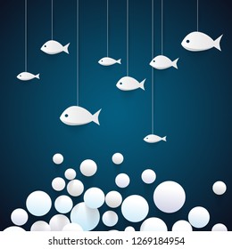 white Fish with dark blue background