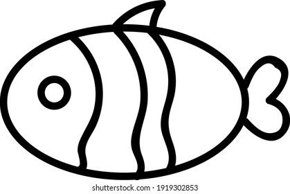 White fish decorated with wavy lines on , illustration, vector on white background.