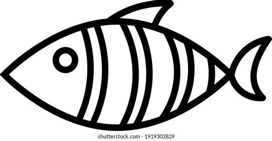 White fish with four stripes, illustration, vector on white background.