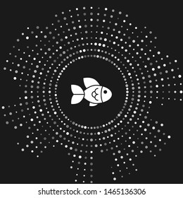 White Fish icon isolated on grey background. Abstract circle random dots. Vector Illustration