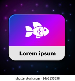 White Fish icon isolated on black background. Rectangle color button. Vector Illustration