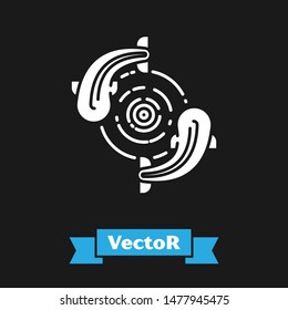 White Fish icon isolated on black background.  Vector Illustration