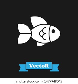 White Fish icon isolated on black background.  Vector Illustration