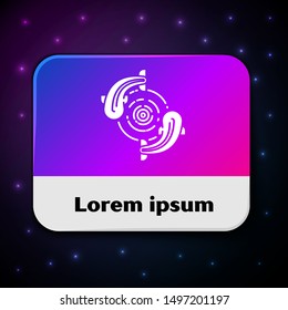 White Fish icon isolated on black background. Rectangle color button. Vector Illustration