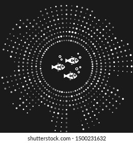 White Fish icon isolated on grey background. Abstract circle random dots. Vector Illustration