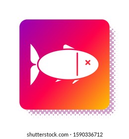 White Fish icon isolated on white background. Square color button. Vector Illustration