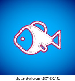 White Fish icon isolated on blue background.  Vector