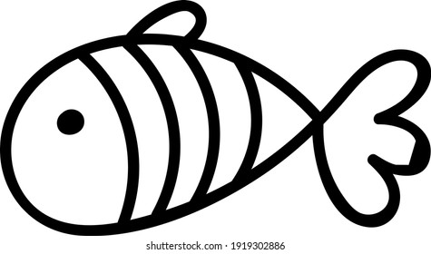 White fish with three stripes, illustration, vector on white background.