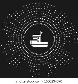 White Fishing boat icon isolated on grey background. Abstract circle random dots. Vector Illustration
